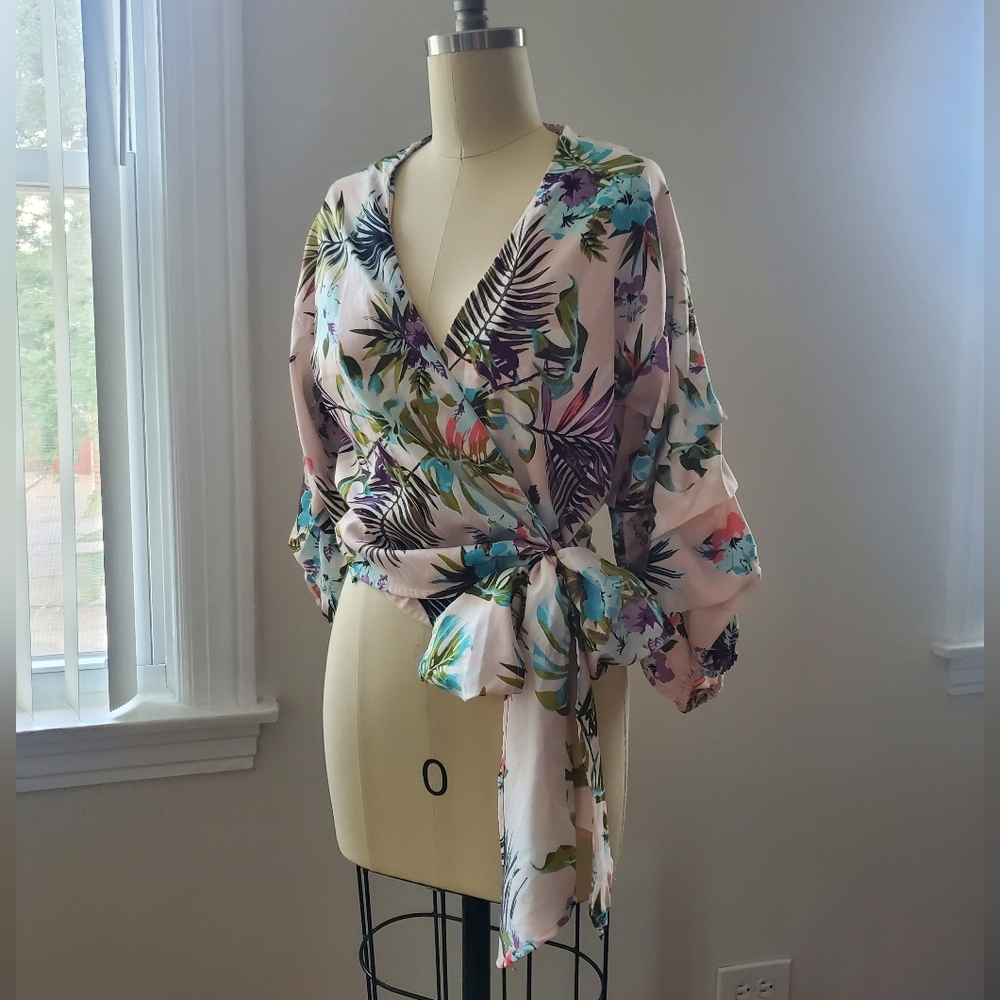 Floral Wrap Top - Multicolor